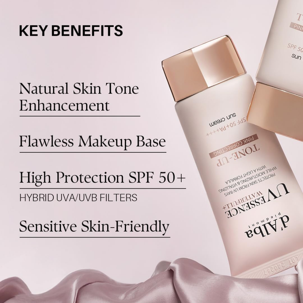 D'Alba UV Essence Waterfull Tone-Up Colour Correcting Sun Cream SPF50+ 50ml