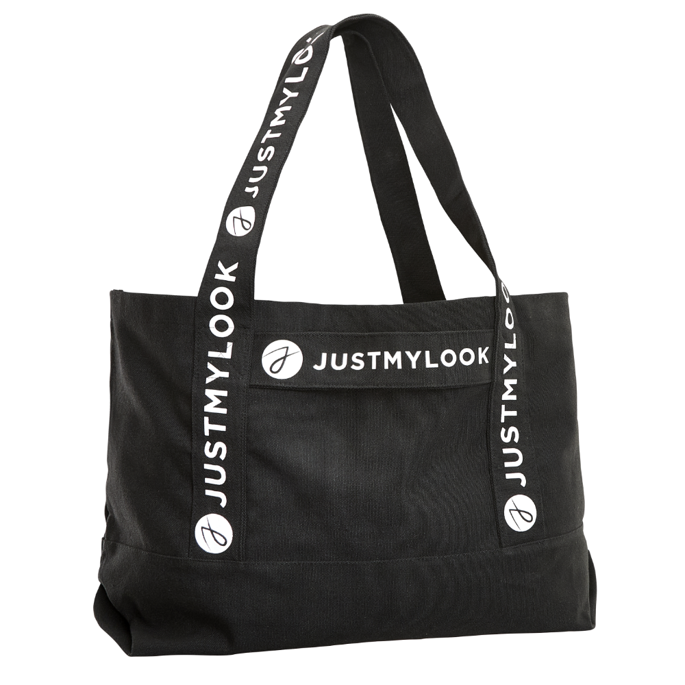 Justmylook Large Black Canvas Tote Bag