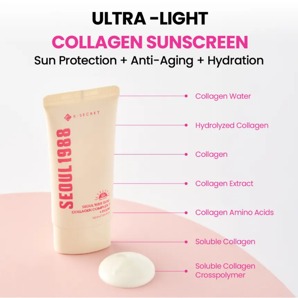 K-Secret Seoul 1988 Sun: Collagen Complex 7 + Plum PA++++ SPF50 50g