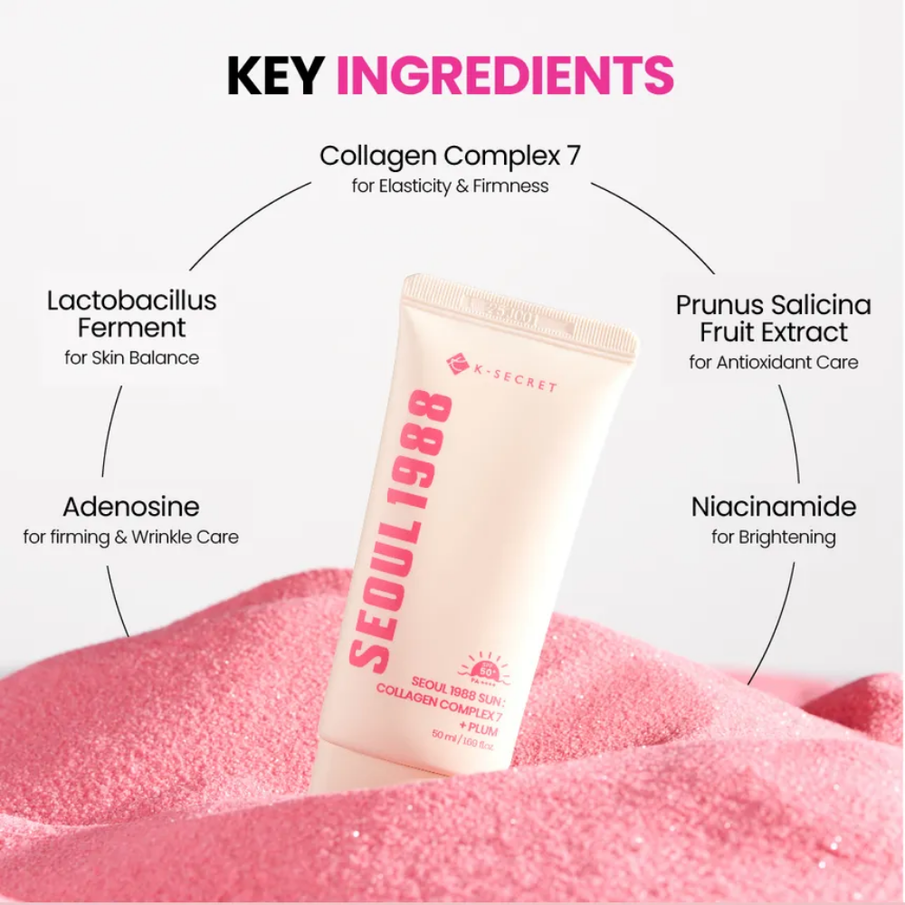 K-Secret Seoul 1988 Sun: Collagen Complex 7 + Plum PA++++ SPF50 50g