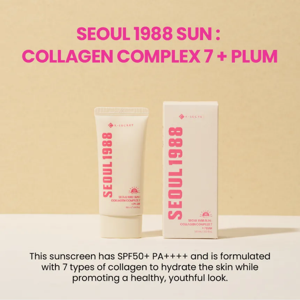 K-Secret Seoul 1988 Sun: Collagen Complex 7 + Plum PA++++ SPF50 50g
