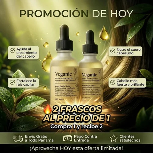 Aceite Natural para el cabello Veganic™ ¡PROMOCIÓN 2X1!