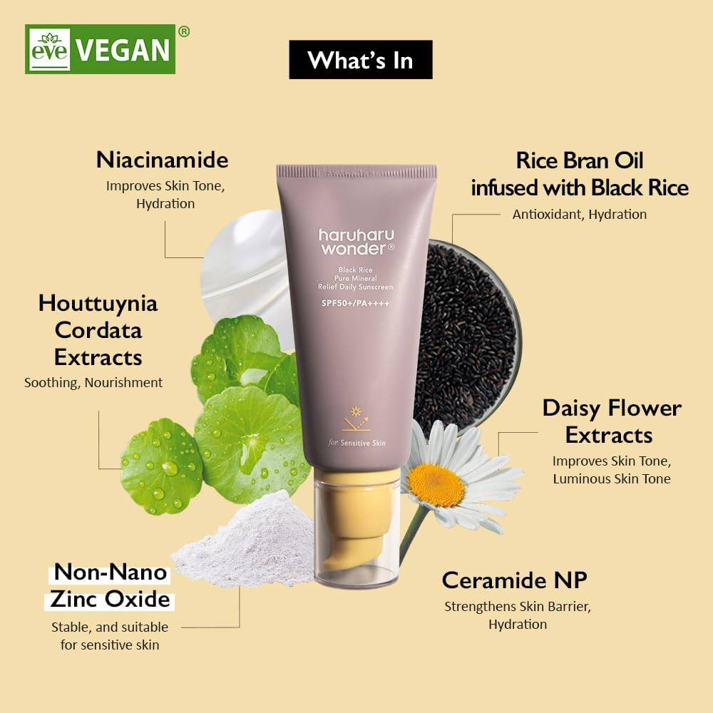 Haruharu Wonder Black Rice Pure Mineral Relief Daily Sunscreen PA++++ SPF50+ 50ml