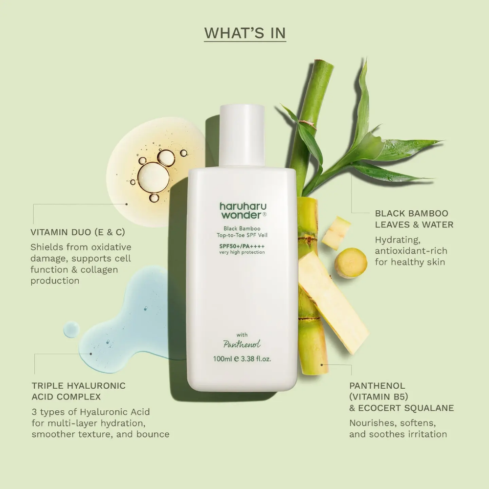 Haruharu Wonder Black Bamboo Top-To-Toe SPF Veil PA++++ SPF50+ 100ml