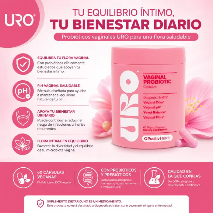 Probiótico Vaginal URO🌸 ¡Elimina malos olores y equilibra el PH!